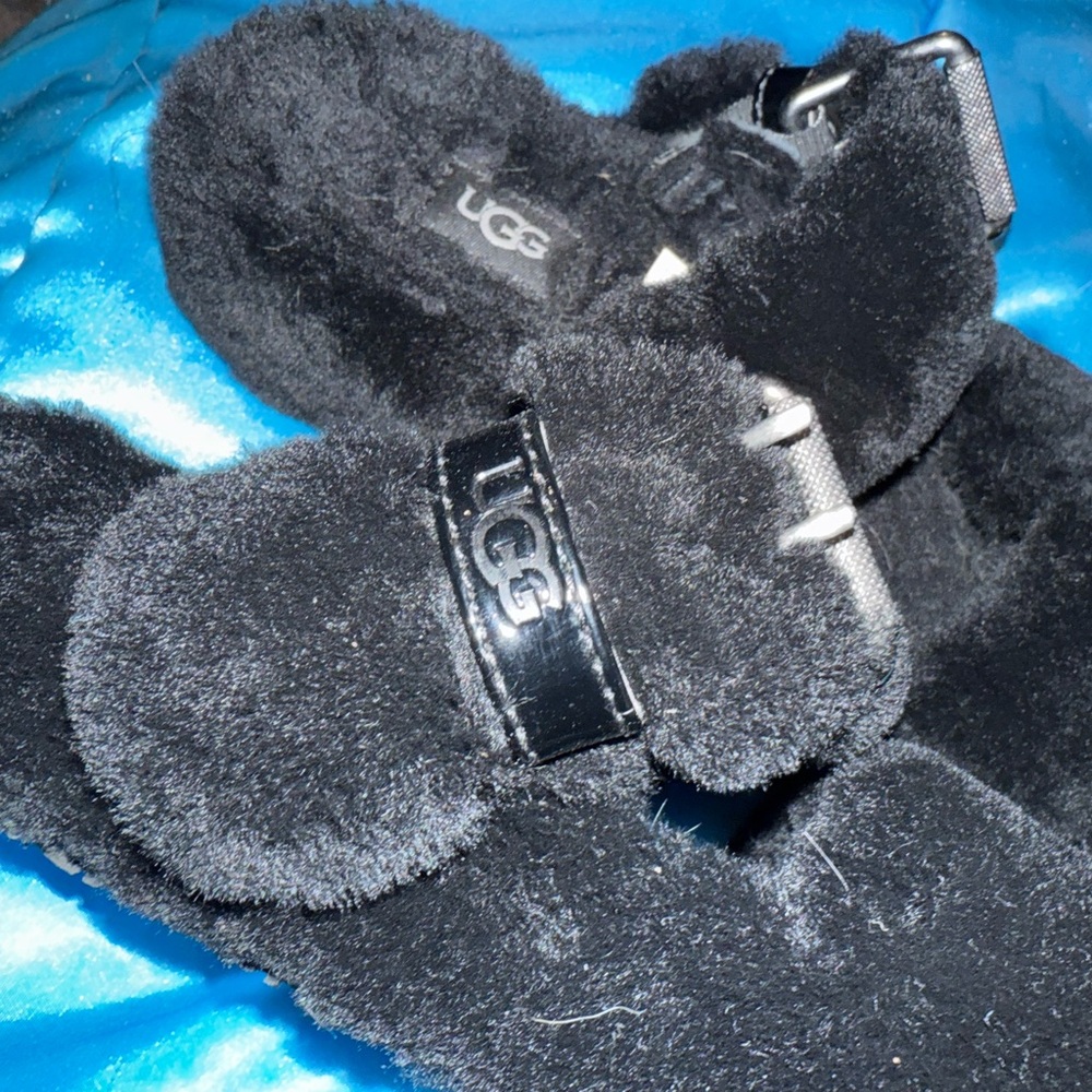 UGG Plush Black Slippers
